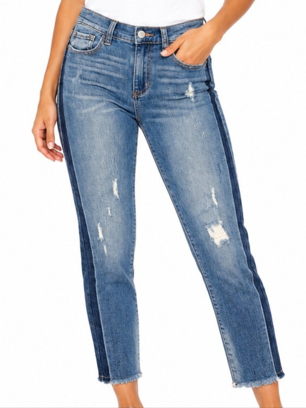 Altar'd State Two-Tone Blue Cropped Ankle Jeans NWT